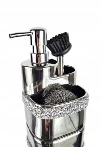 Dozownik kuchenny do naczyń SREBRNY z PIRYTEM glamour