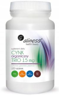 Aliness органический цинк TRIO 15MG 100 tab. сопротивление кожи волосы ногти