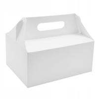 Pudełko karton na ciasto weselne komunia białe z rączką 19x14x9cm