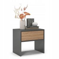 Szafka Nocna z Szufladą Tip On na Klik Stolik Nocny Grafitowy Dębowy 50 cm