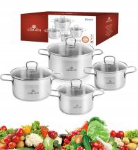 GERLACH BRAVA KOMPLET 8 EL Z POKRYWKAMI INDUKCJA STAL NIERDZEWNA 18/10