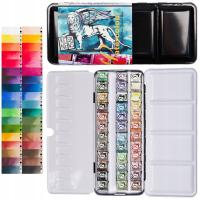 Zestaw 36 sztuk akwareli Renesans półkostki metalowa kasetka pudełko 1.5ml