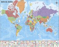 Polityczna mapa Świata na ścianę Hiszpańska wersja językowa Plakat 50x40 cm