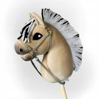 Koń na kiju Hobby Horse - skoczek Fiord A4 z biało - czarną grzywą PREMIUM