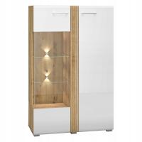 Witryna LED szafka regał do salonu biała połysk dąb Atrisan 65 cm CAPRI L
