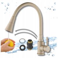 BATERIA KUCHENNA Beżowa Stojąca Do Zlewu Elastyczna Wylewka Kran Kuchenny