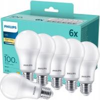 Светодиодная лампа PHILIPS E27 13w = 100W 1521LM 2700K цвет тепла премиум 6 шт.