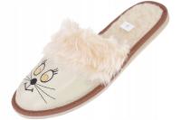 Kapcie ocieplane wełną pantofle ciepłe zimowe kotki kot kotek