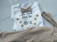 Komplet na roczek rok chłopiec beżowy Ale Szok Mam Już rok