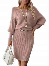 ЭЛЕГАНТНОЕ ЖЕНСКОЕ ПЛАТЬЕ-СВИТЕР С ДЛИННЫМ РУКАВОМ, ТЕПЛОЕ ПЛАТЬЕ-МИДИ
