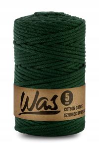 Sznurek do makramy 5 mm pleciony bawełniany 100 m butelkowa zieleń WAS