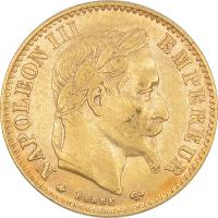 5.cv.FRANCJA, NAPOLEON III, 10 FRANKÓW 1864 A