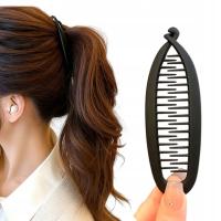 Заколка для волос черный матовый большой гребень хвост булочка банан вертикальный