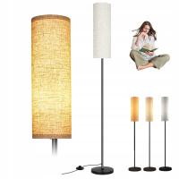 LAMPA STOJĄCA LAMPA PODŁOGOWA Z ŻARÓWKA E27 LAMPKA NOCNA LNIANA KLOSZ 175cm