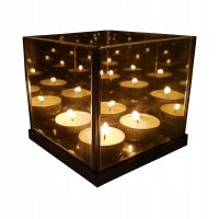 Lustrzany świecznik 3D na 4 tealighty - iluzja nieskończonego światła