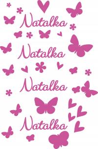 NAKLEJKI na auto rower kwiatki kwiatuszki imię