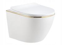 ПОДВЕСНАЯ ЧАША ДЛЯ УНИТАЗА ARBO SLIM LINE БЕЛАЯ ЗОЛОТАЯ ДОСКА ЗЛОТЫЙ