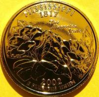 QUARTER DOLAR USA 2002 P MISSISSIPPI STAN MAGNOLII