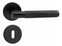 Klamka czarna SORIA komplet na klucz pokojowy rozety GRATIS