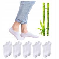 Damskie Białe Stopki niewidoczne Bambusowe Miękkie Wygodne Skarpetki
