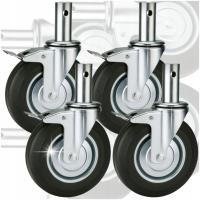 MOCNE KÓŁKA DO RUSZTOWANIA 160mm 500kg Z HAMULCEM KOŁA OBROTOWE SKRĘTNE 4x
