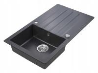 ZLEW GRANITOWY jednokomorowy 86x50 z Długim Ociekaczem W ZESTAWIE SYFON