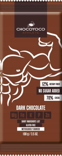 Chocoyoco Athlete czekolada 70% gorzka bez dodatku cukru 100g
