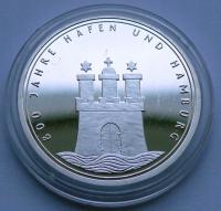 Niemcy - 10 marek 1989 r. J - 800 rocznica - Port Hamburg - Ag w kapslu (5)