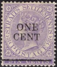 kol.bryt.Straits Settlements QV 1 c.czysty *