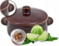 GARNEK Z POKRYWKĄ BECZKA KAMIONKA NA SMALEC DO KISZENIA CERAMIKA 1L