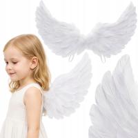 Duże Skrzydła ANIOŁA Dla Dziecka Białe Piórka Jasełka 60x35 cm Pierzaste
