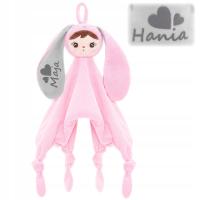 Prezent dla noworodka dziewczynki - Szmatka Przytulanka z imieniem Metoo +0