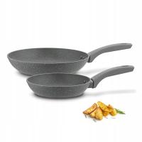 ZESTAW PATELNI 2 marmurowe PATELNIE INDUKCJA non stick 20/28cm Greys Marble