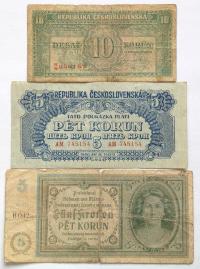 Czechosłowacja Zestaw banknotów (3szt) st 3/5-