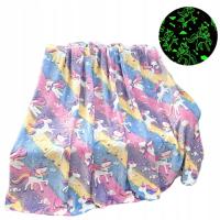 Koc Świecący w Ciemności 150×200 Miękki Kocyk dla Dziewczynki Jednorożce