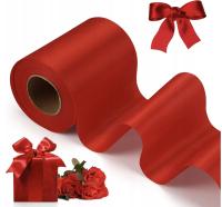 Wstążka do pakowania prezentów czerwona szeroka dekoracyjna święta 10cm/20m