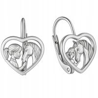 Srebrne kolczyki dla dziewczynki angielskie zapięcie konie koniki srebro