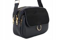 Torebka mała przewieszka miejska klasyczna długi pasek klapeczka CZARNA