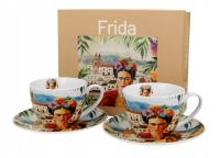 2 Filiżanki z spodkami 270 ml Mexican Art Frida Red