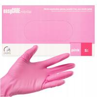 Rękawiczki Nitrylowe Ochronne Diagnostyczne Bezpudrowe EasyCARE Różowe S