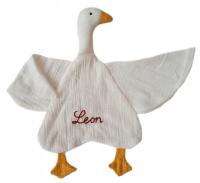 przytulanka muślinowa pieluszka GĘŚ personalizacja imię