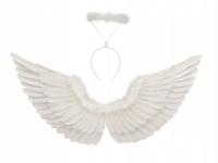 Skrzydła Anioła Aniołka 68x33 cm Białe Naturalne Pióra + Aureola Jasełka