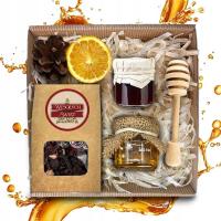 ZESTAW świąteczny miód herbata konfitura PREZENT na ŚWIĘTA BOX prezentowy