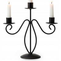 Świecznik KANDELABR CZARNY metalowy stojak 3-ramienny na świeczki stół