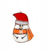 Bałwan na choinkę ręcznie robiony witraż