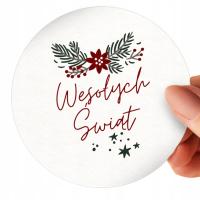 Naklejki WESOŁYCH ŚWIĄT okrągłe arkusze 75 sztuk 5 CM