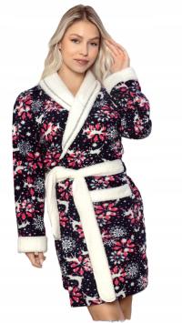 S1 Szlafrok Z KAPTUREM damski POLAROWY polar prezent Ciepły