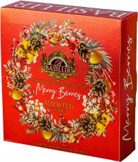 Basilur herbata Merry Berries zestaw świąteczny prezent czerwony 40 sasz