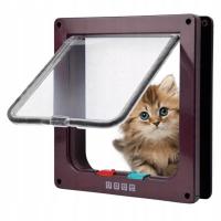 DRZWI Z KLAPĄ 29x25CM DLA PSA KOTA DRZWICZKI WAHADŁOWE 4 SPOSOBY BRĄZ XL