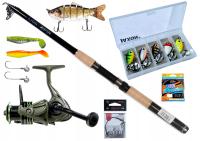 Набор спиннинговых рыболовных снастей, полный комплект, рыболовная леска, копыто, головка, воблер